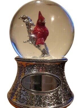 Things Remembered Silver and Red Cardinal Snow Globe